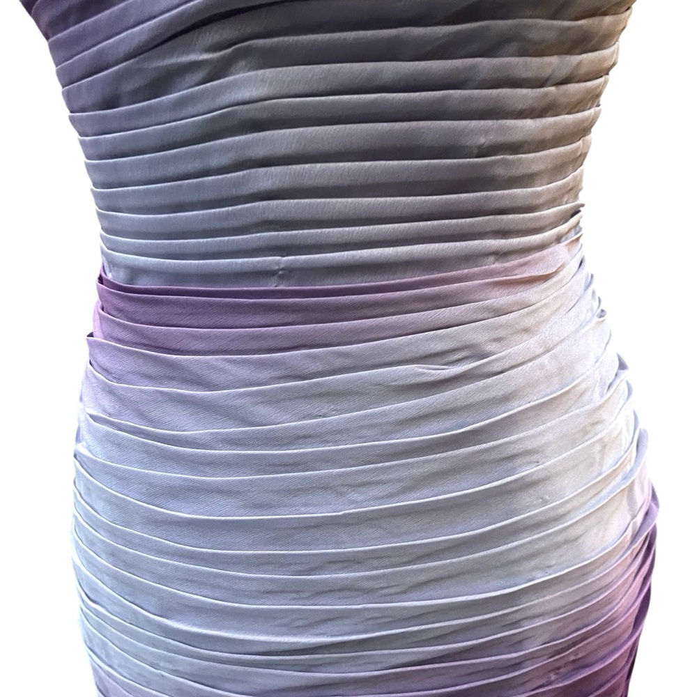 Adrianna Papell Purple Ombre One Shoulder Rosette Shutter Pleat Dress (6/8) - Picture 6 of 15
